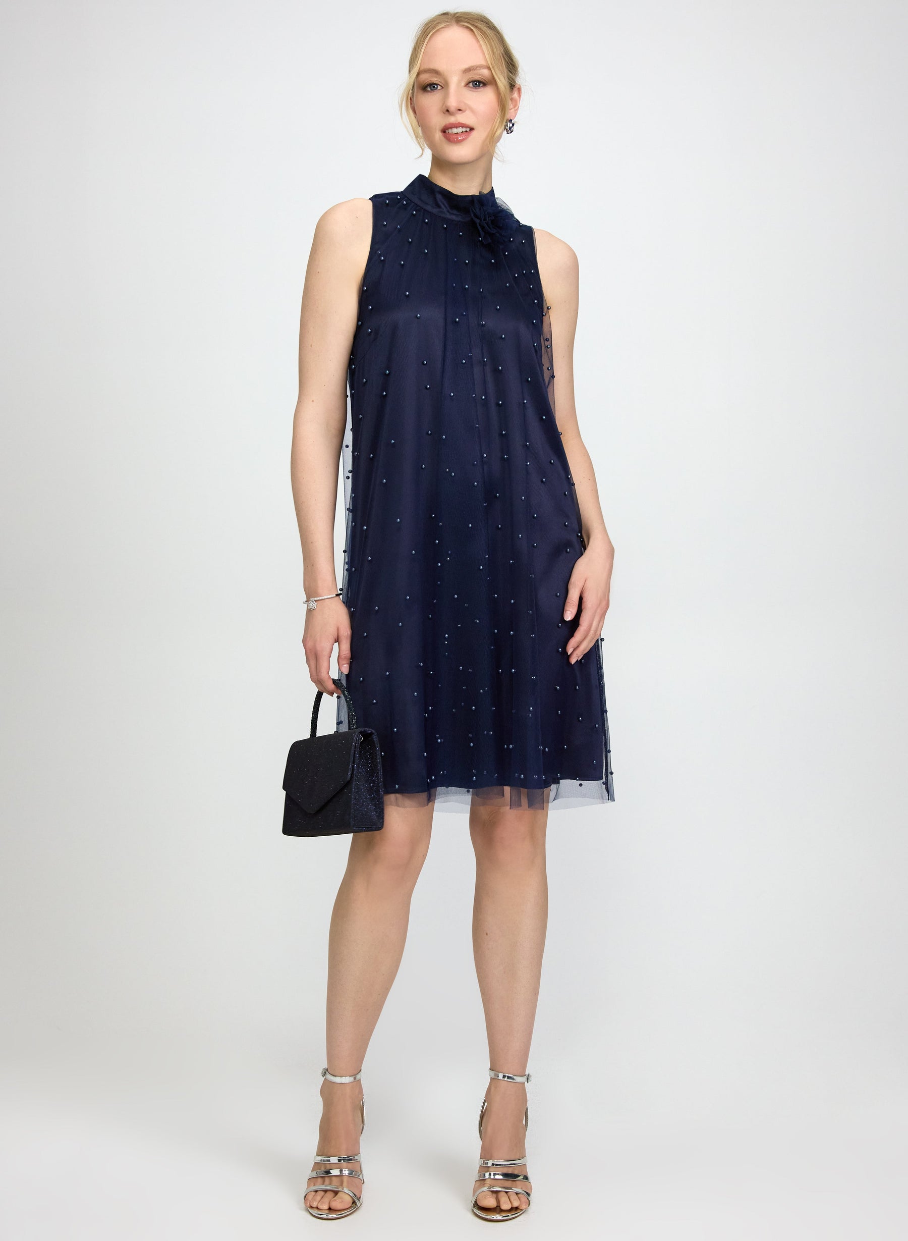Tonal Pearl Embellished Dress