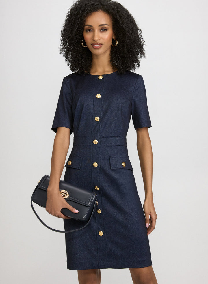 Fitted Denim-Style Dress