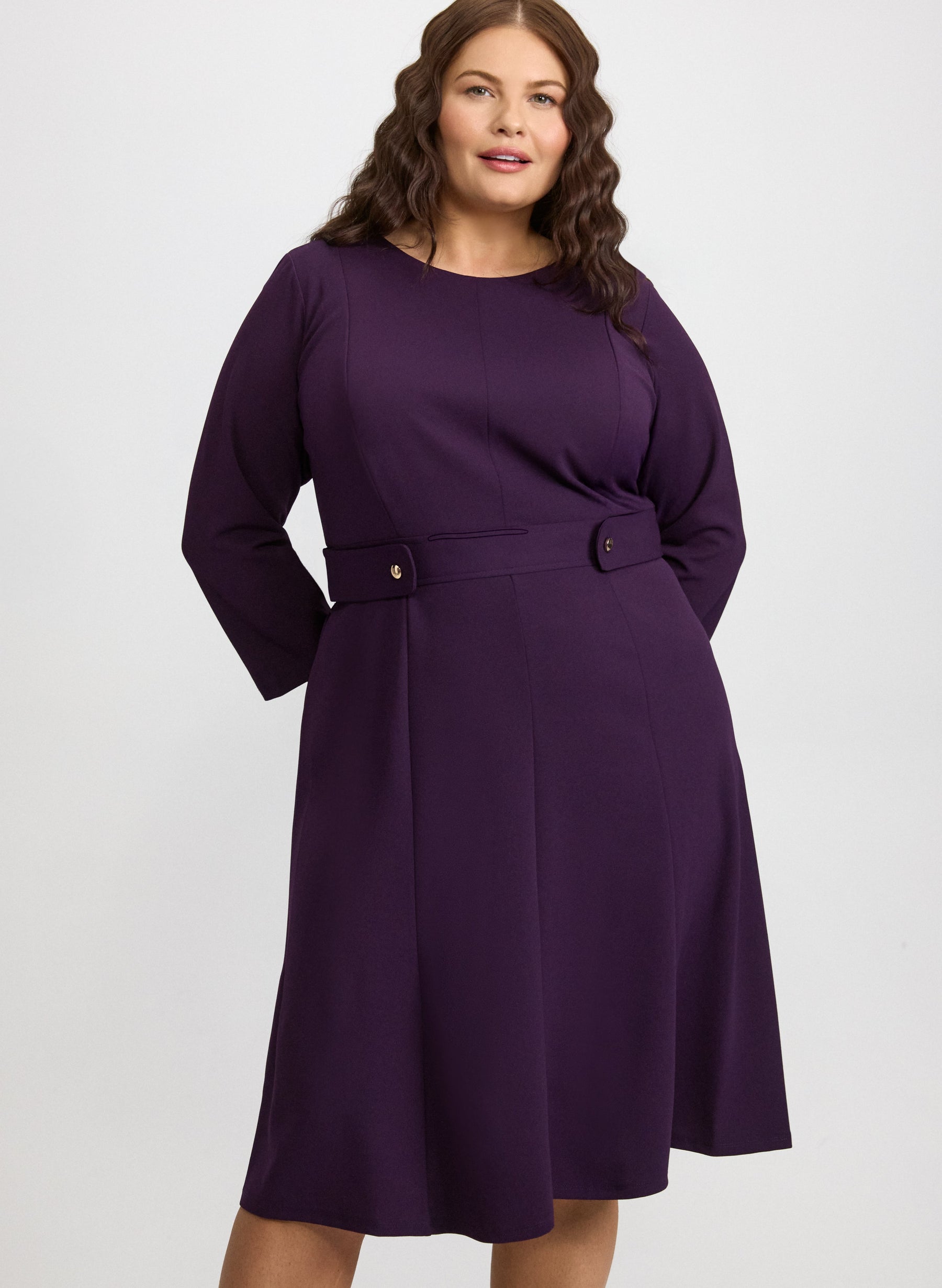 Buttoned-Tab Detail Dress