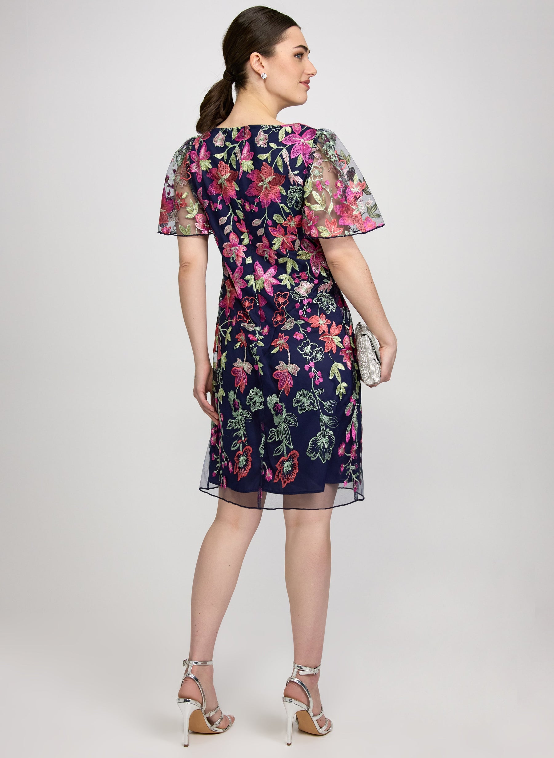 Floral Embroidered Mesh Dress