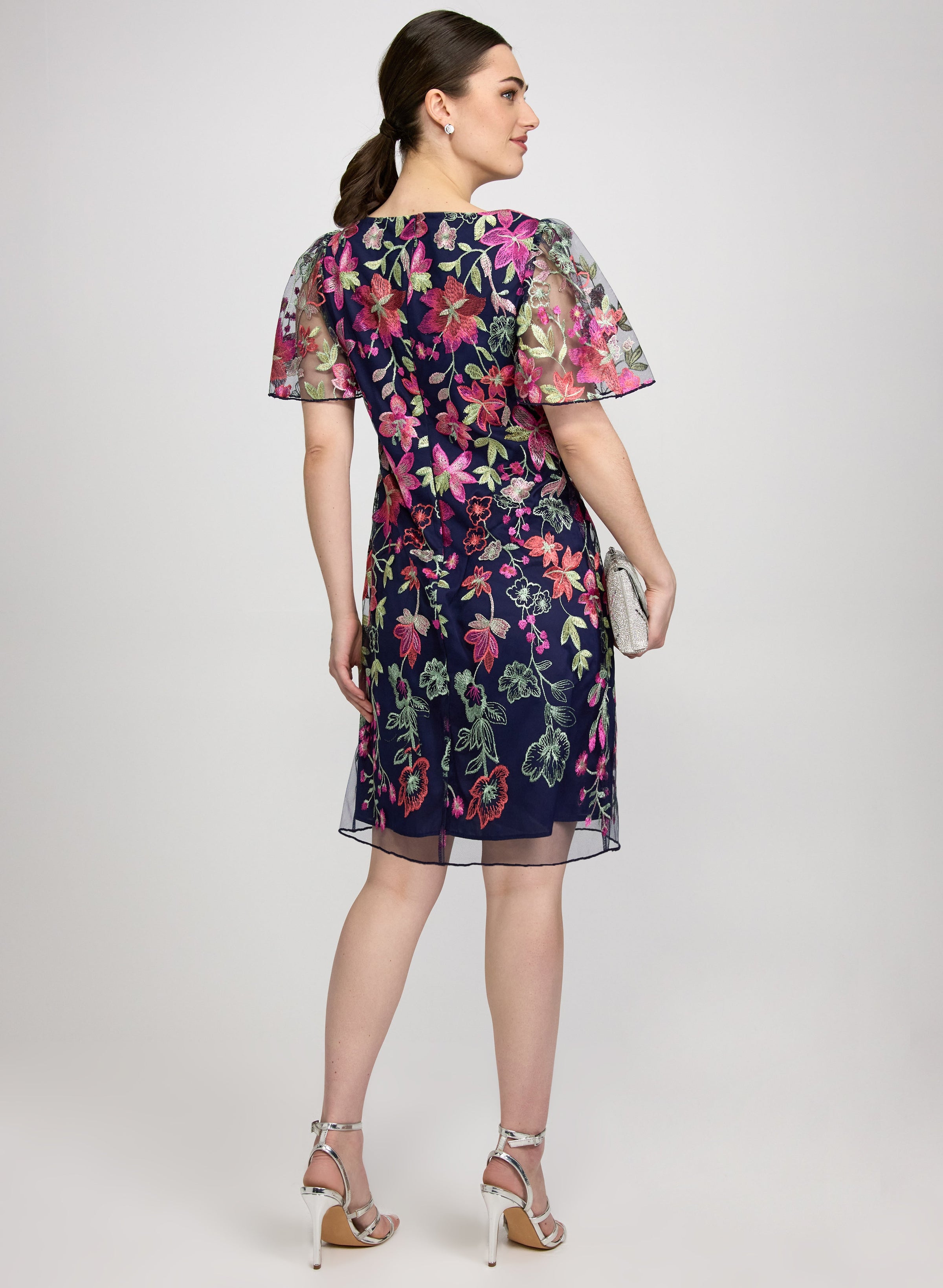 Floral Embroidered Mesh Dress