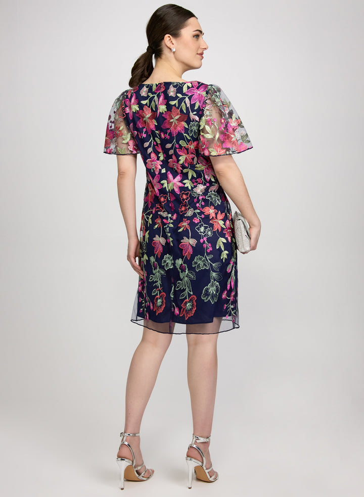 Floral Embroidered Mesh Dress