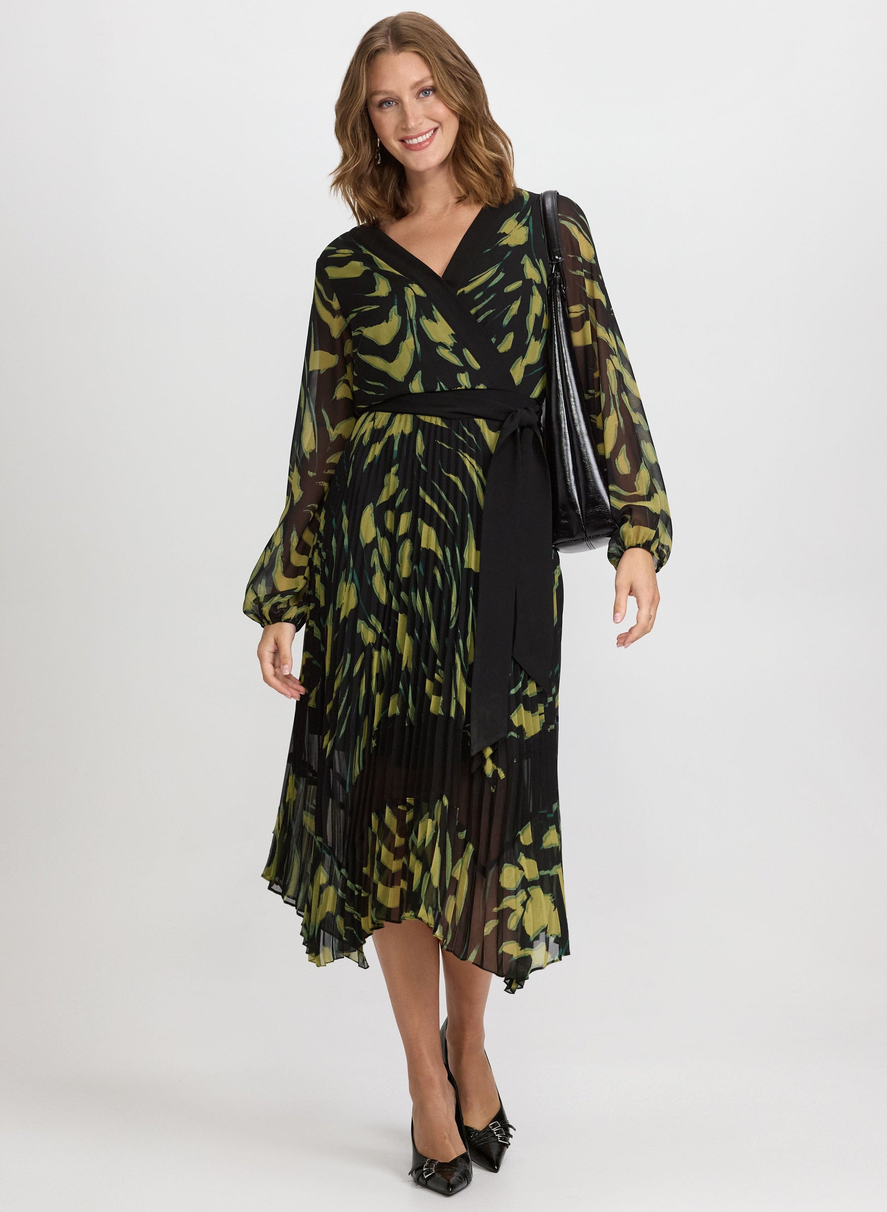 Pleated Chiffon Dress