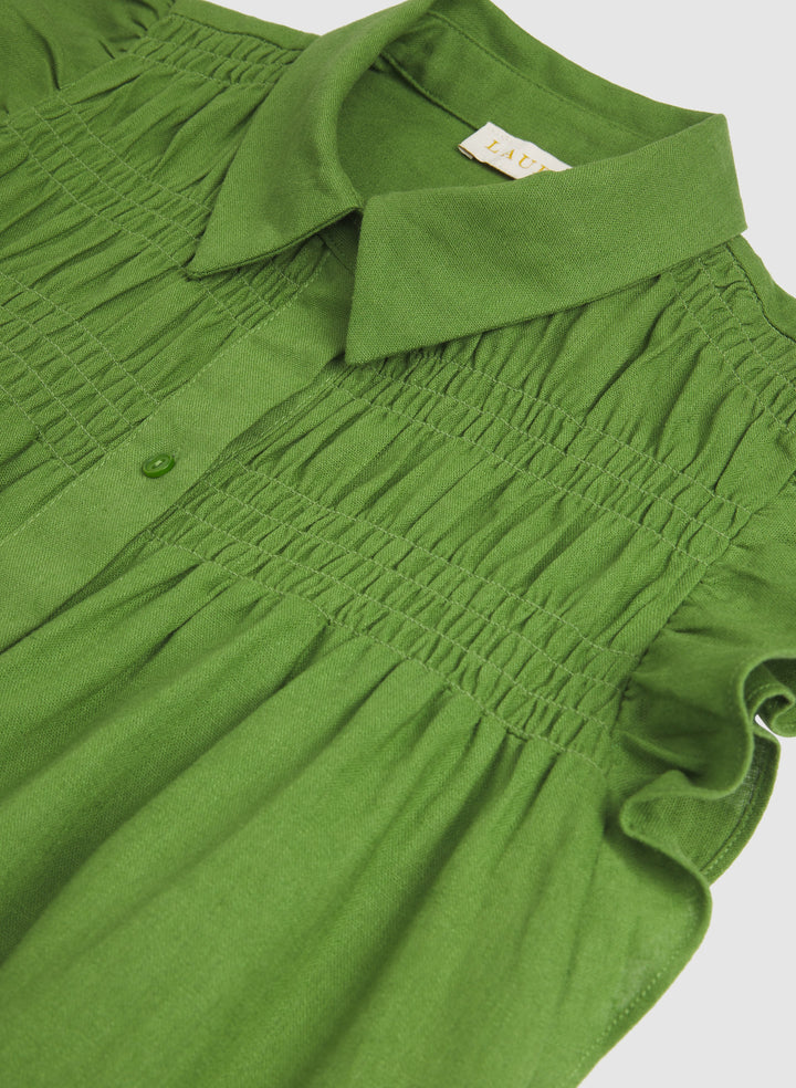 Linen-Blend Button-Down Dress