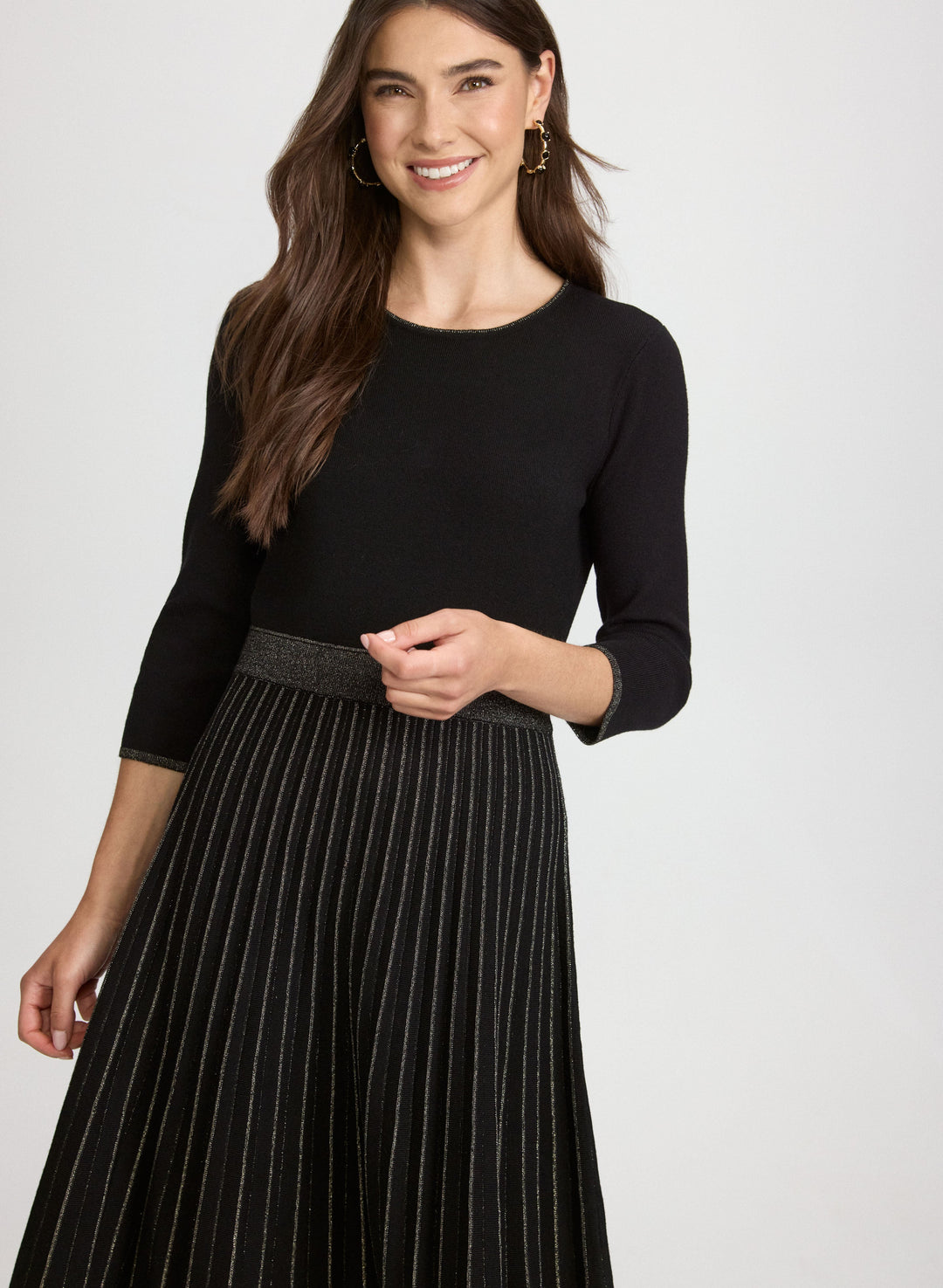 Pleated Metallic Dress