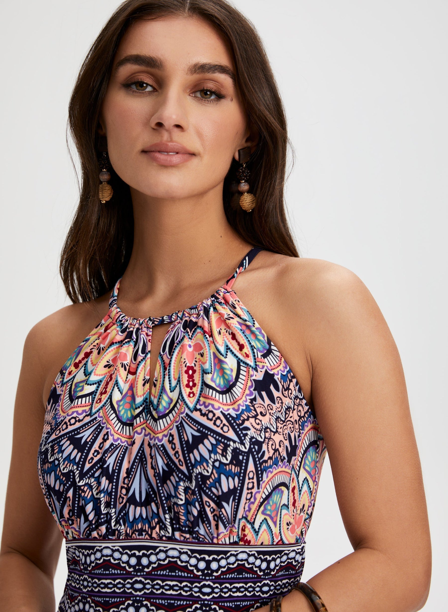 Mixed Print Maxi Dress