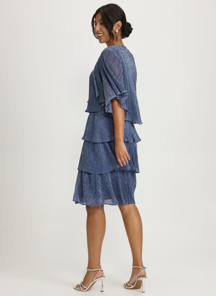 Metallic Jacket & Tiered Dress Set