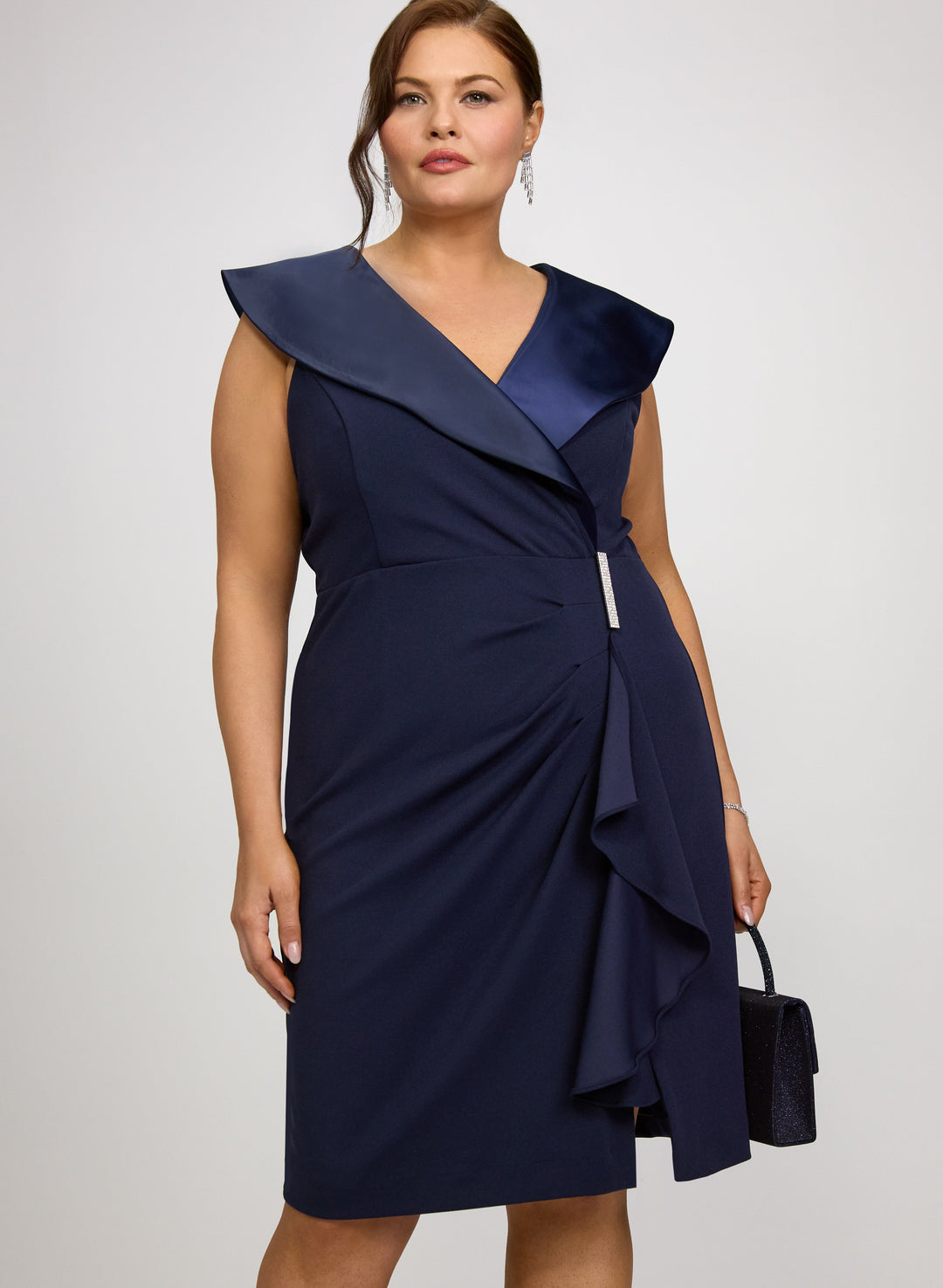 Tuxedo Satin Collar Dress