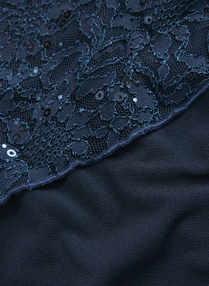 Compli K - Sequined Lace Capelet Dress