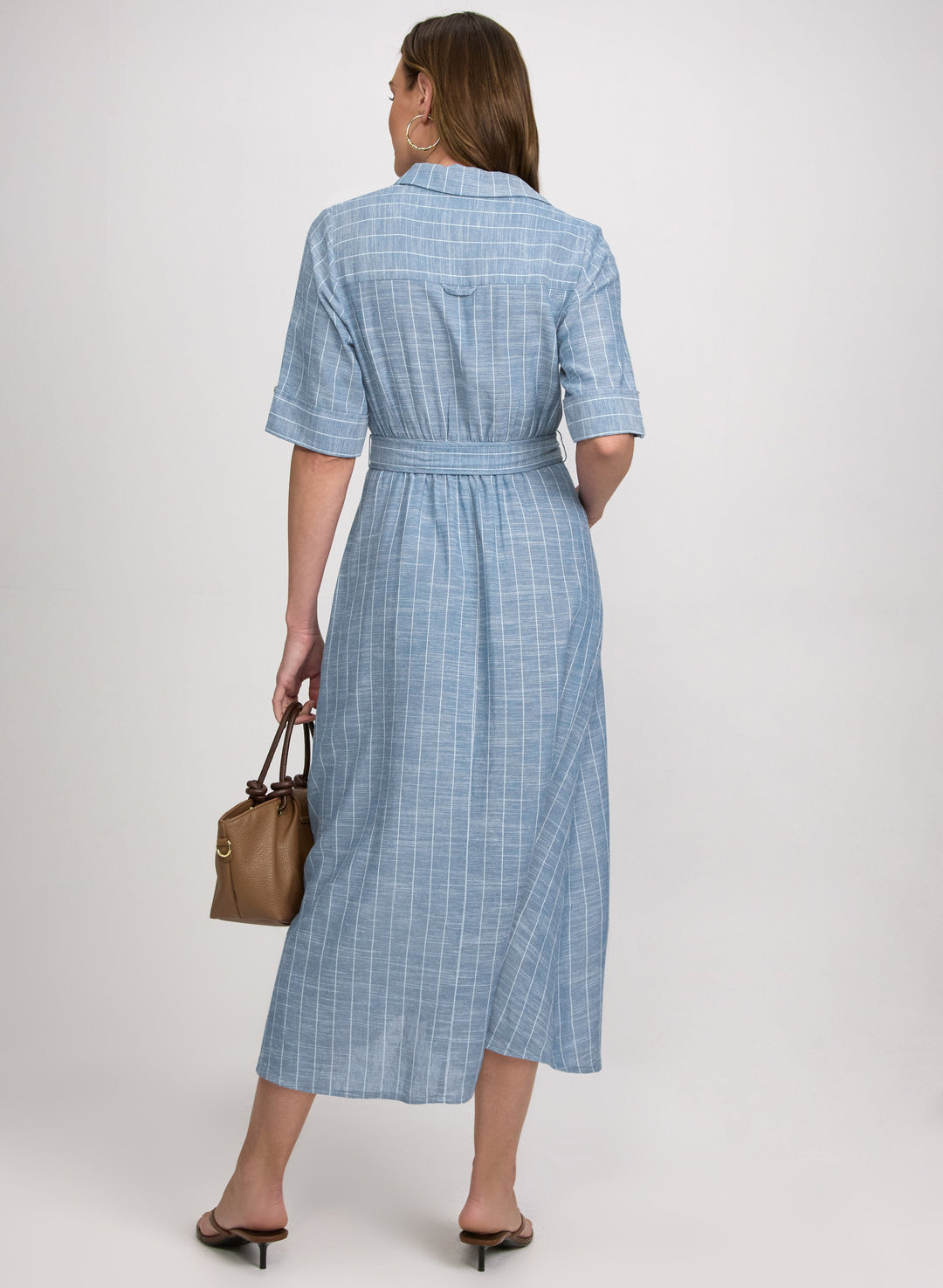 Striped Linen-Blend Shirt Dress