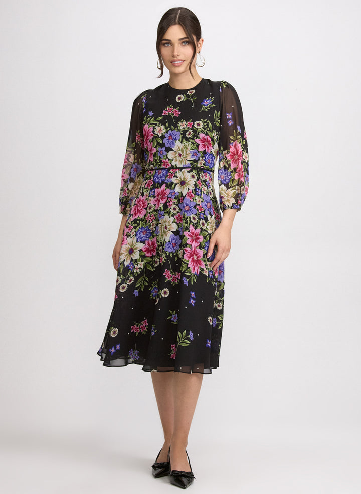 Cascade Floral Print Dress