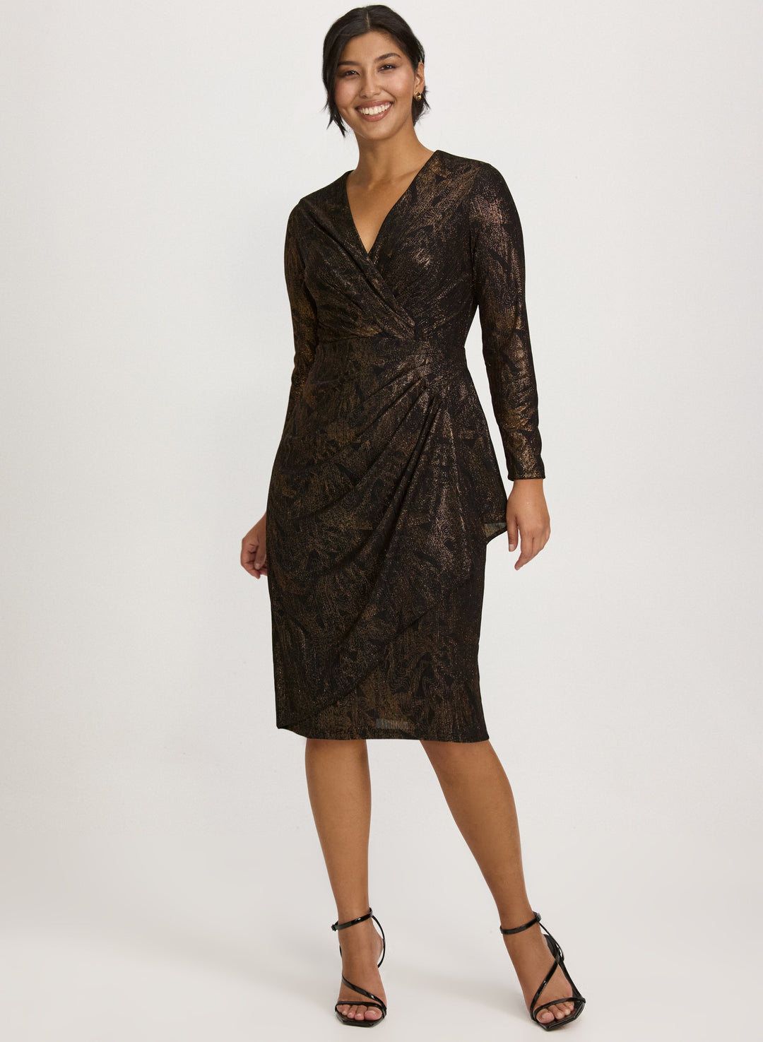 Metallic Waterfall Flounce Dress
