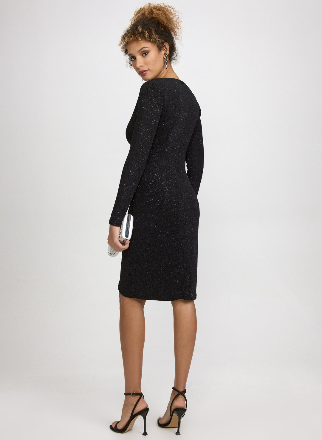 Draped Glitter Knit Dress
