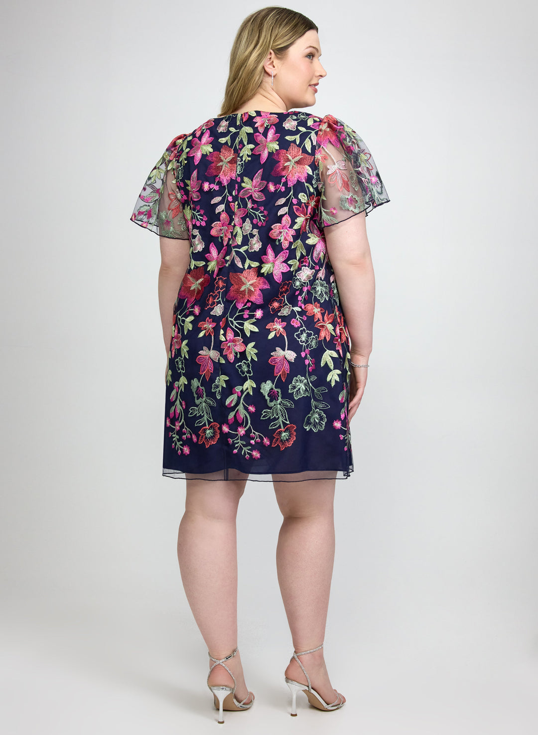 Floral Embroidered Mesh Dress