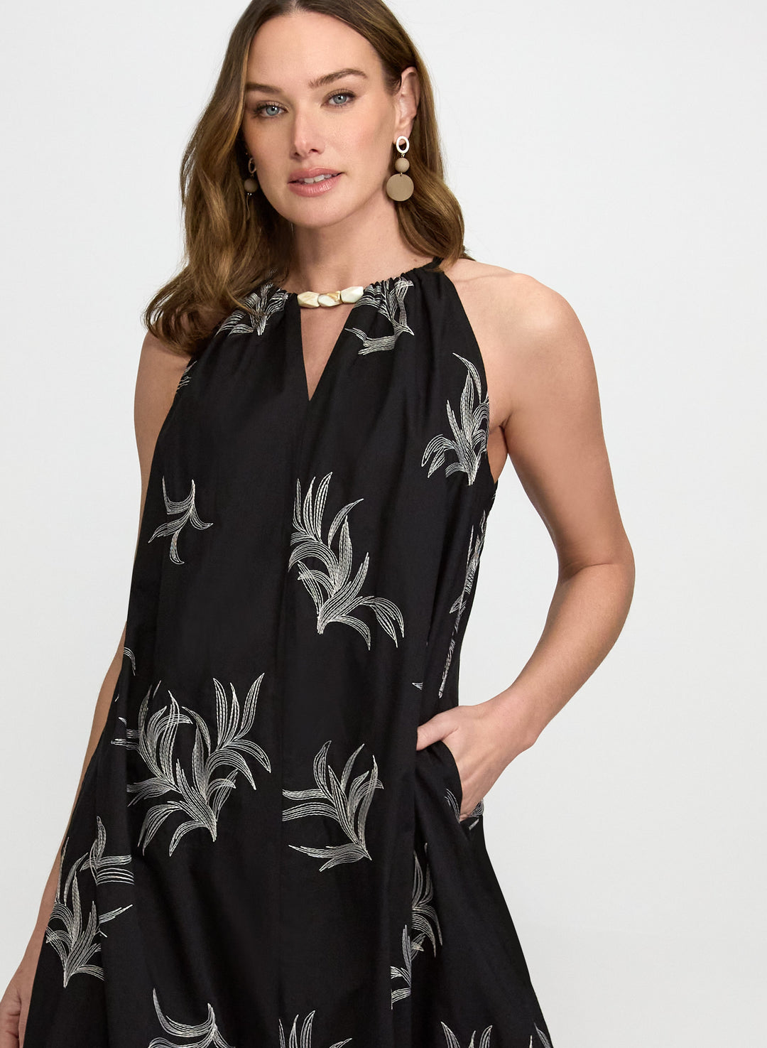 Leaf Embroidered Maxi Dress