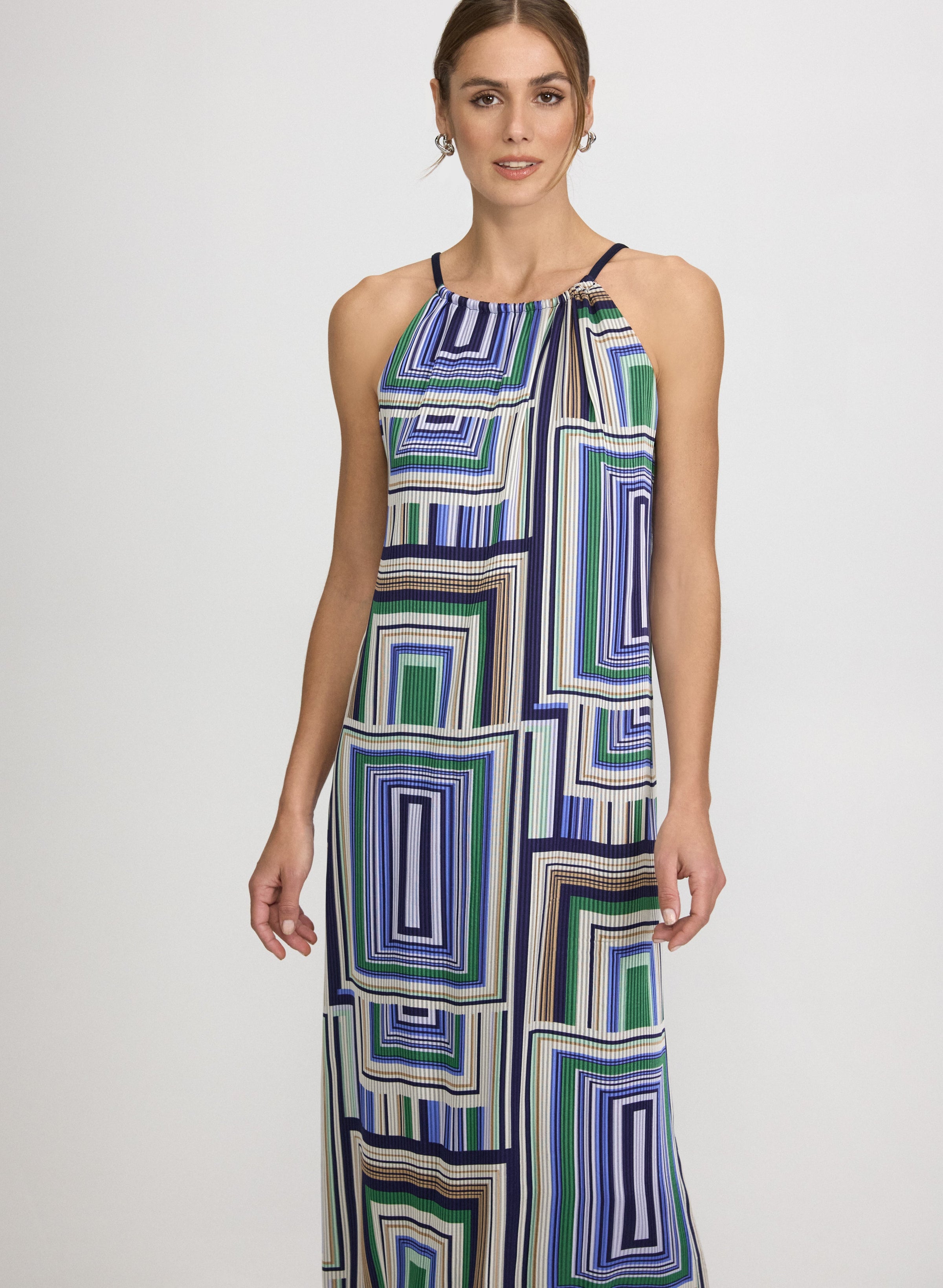 Geometric Halter Neck Dress