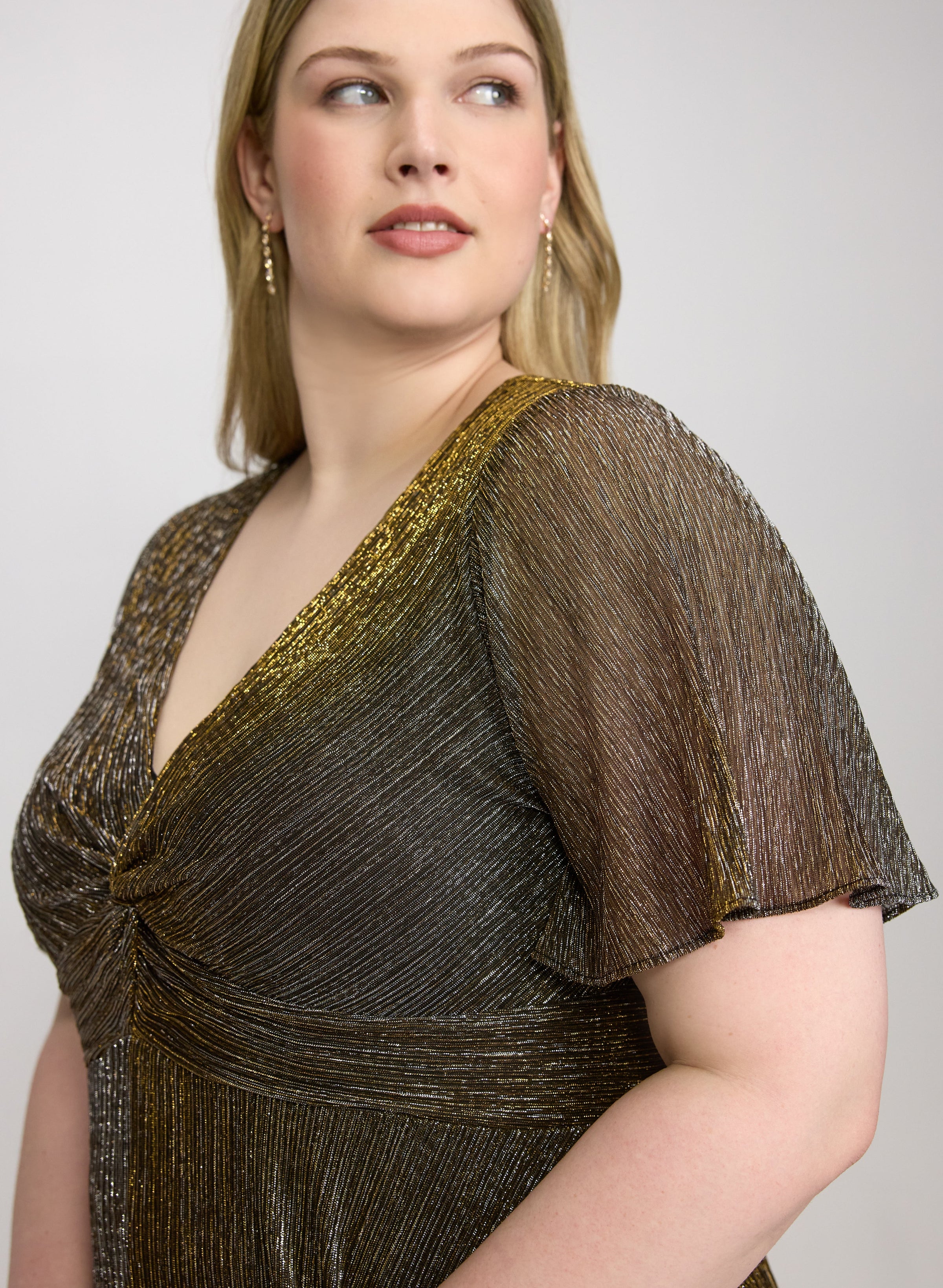 Metallic V-Neck Dress