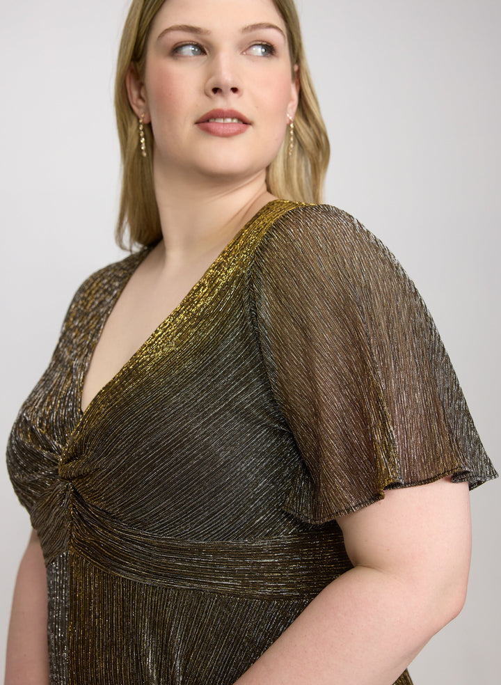 Metallic V-Neck Dress