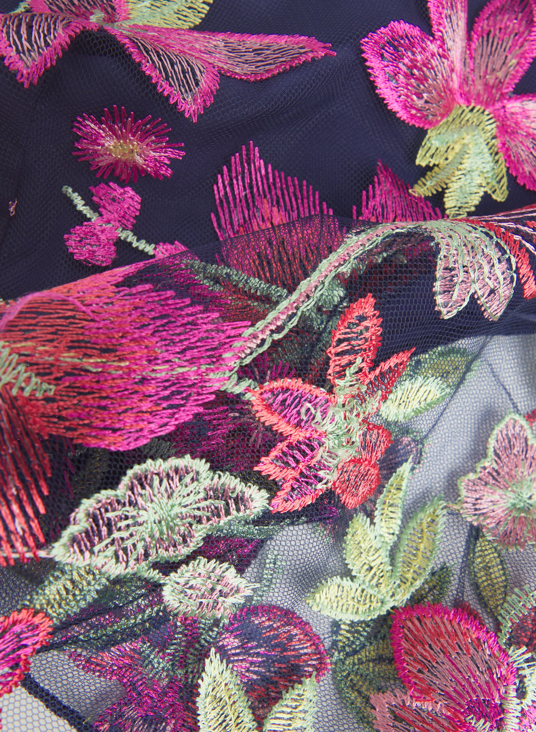 Floral Embroidered Mesh Dress