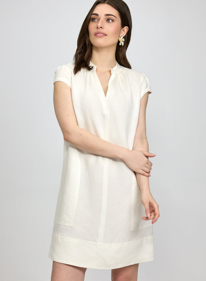 Straight Linen-Blend Dress