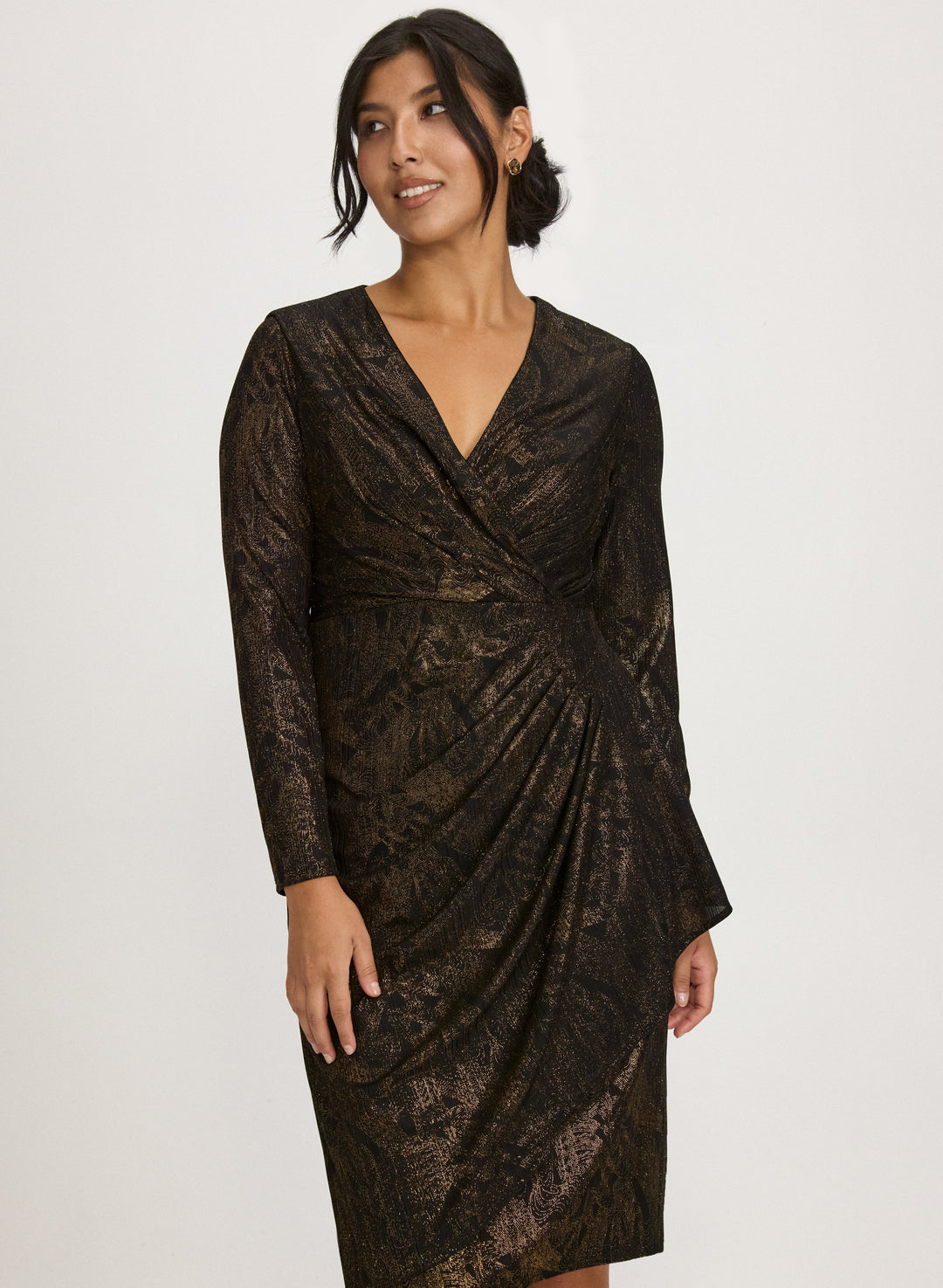 Metallic Waterfall Flounce Dress