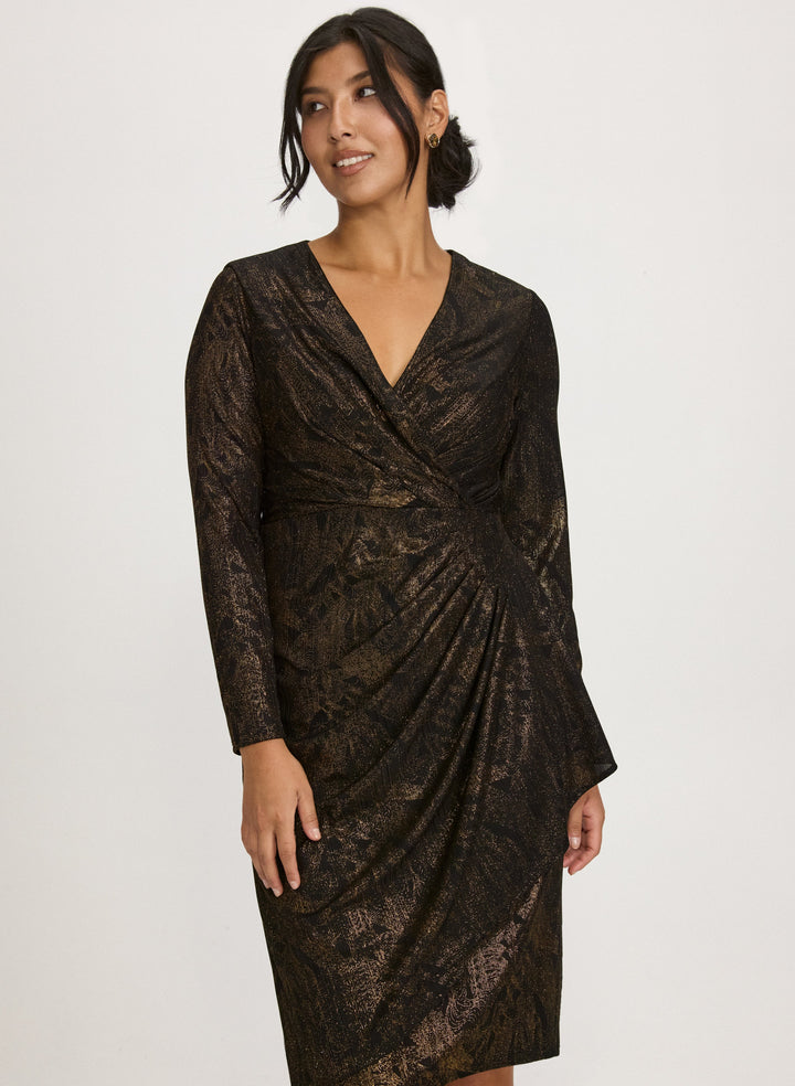 Metallic Waterfall Flounce Dress