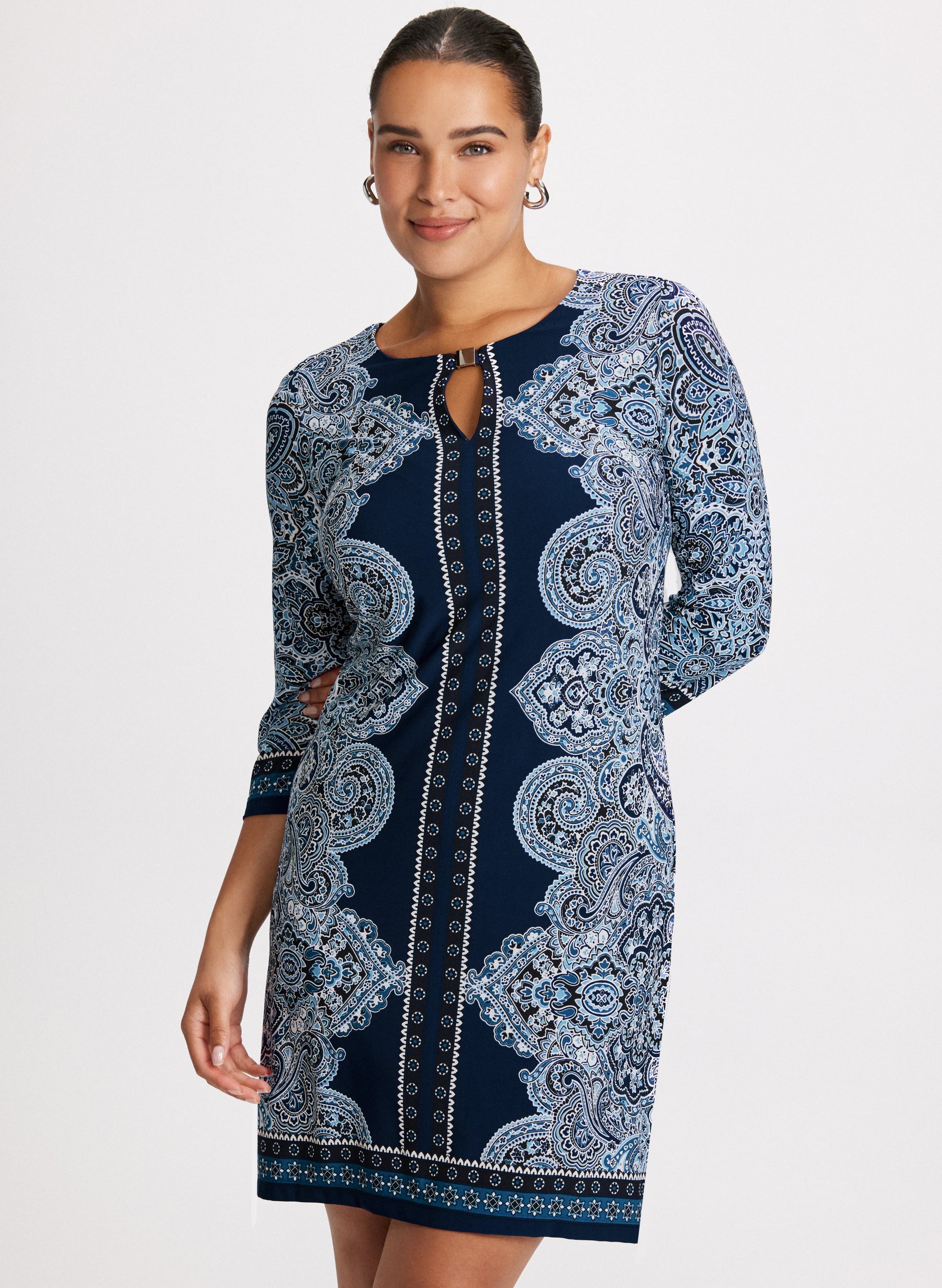 Paisley Print Keyhole Detail Dress