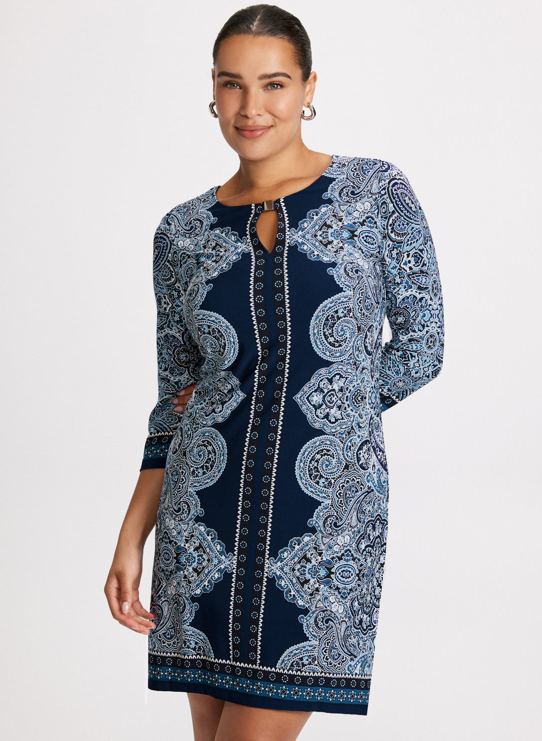 Paisley Print Keyhole Detail Dress