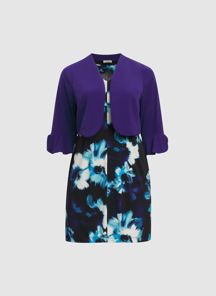 Bolero & Floral Print Dress Set