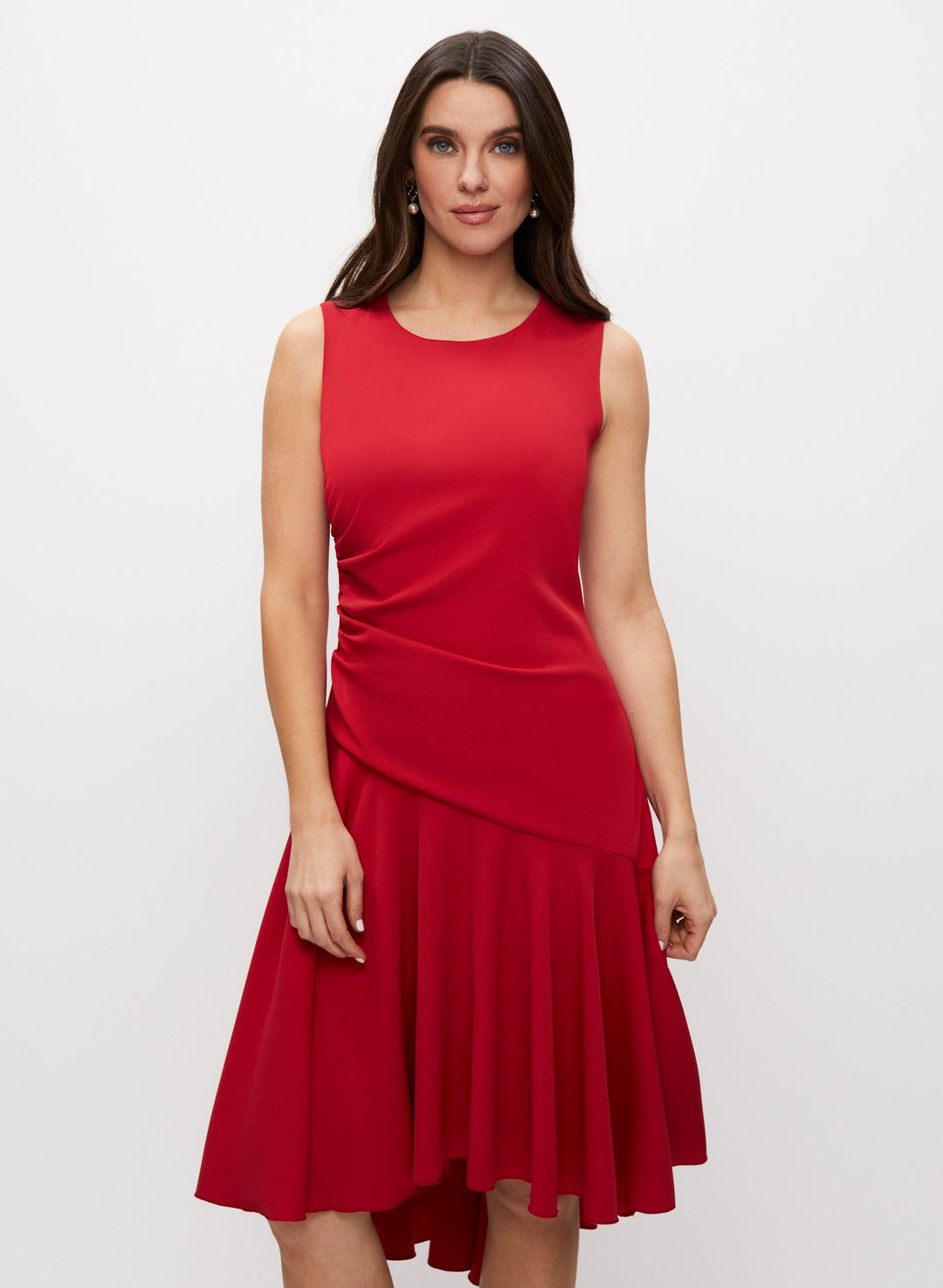 High-Low Ruche Detail Dress