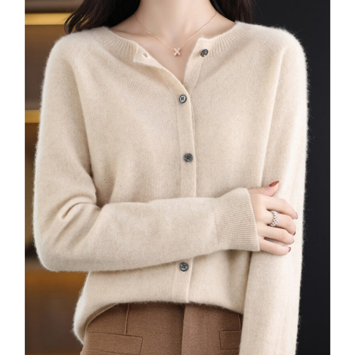 Evelyn – Wool Blend Knit Cardigan