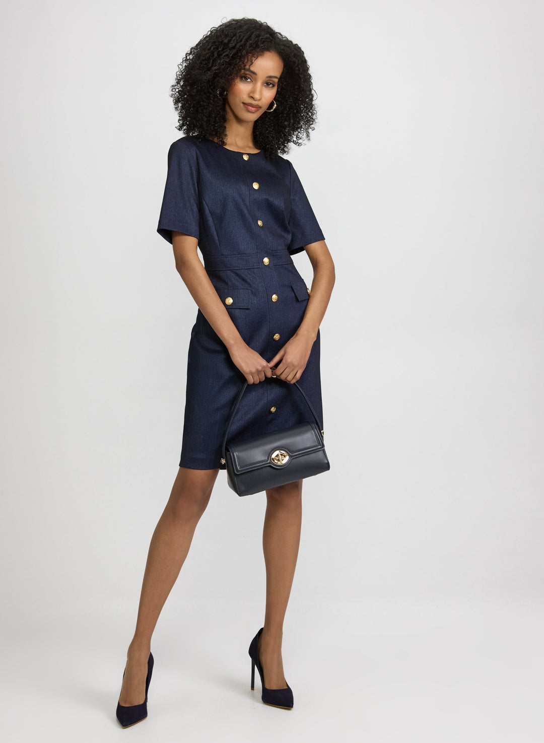 Fitted Denim-Style Dress