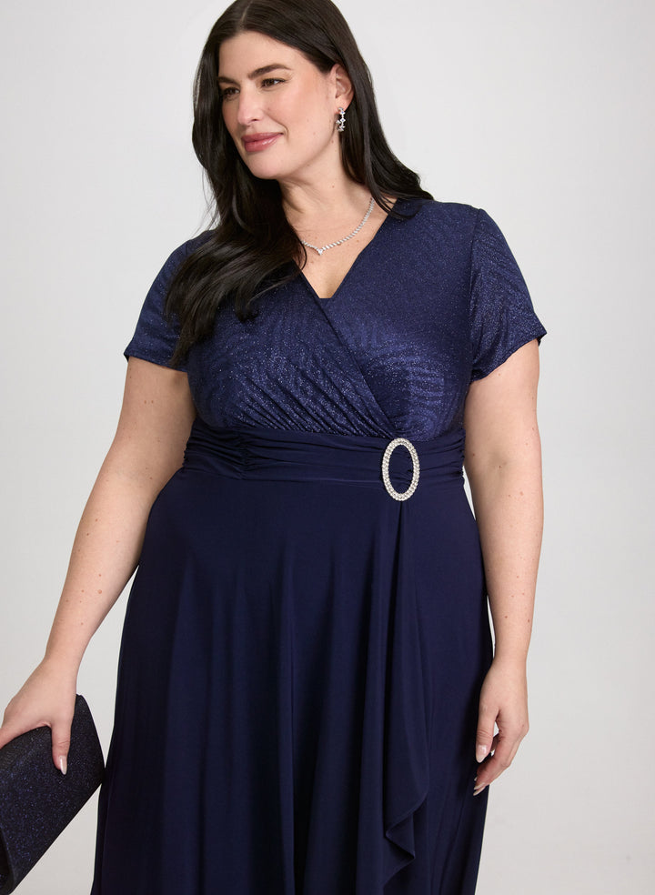 Wrap Brooch Detail Dress