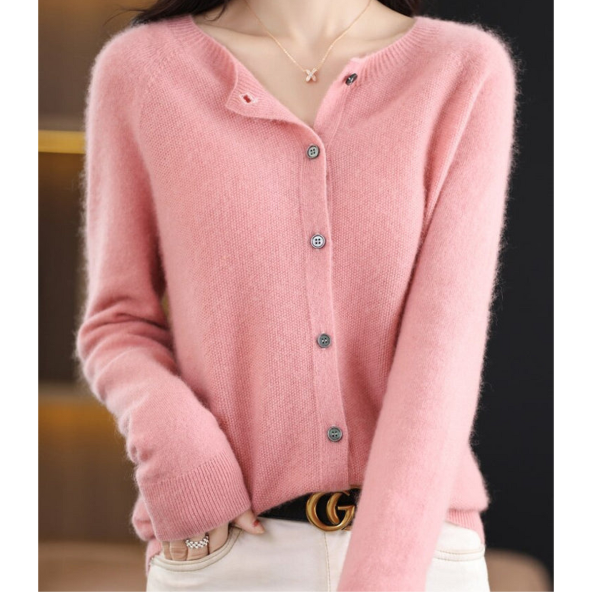 Evelyn – Wool Blend Knit Cardigan