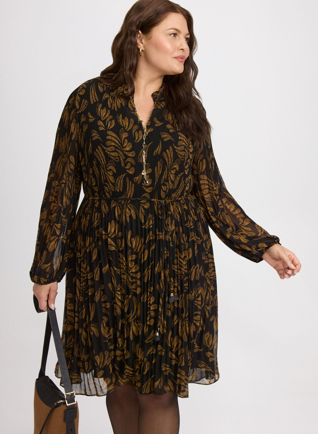Pleated Paisley Dress