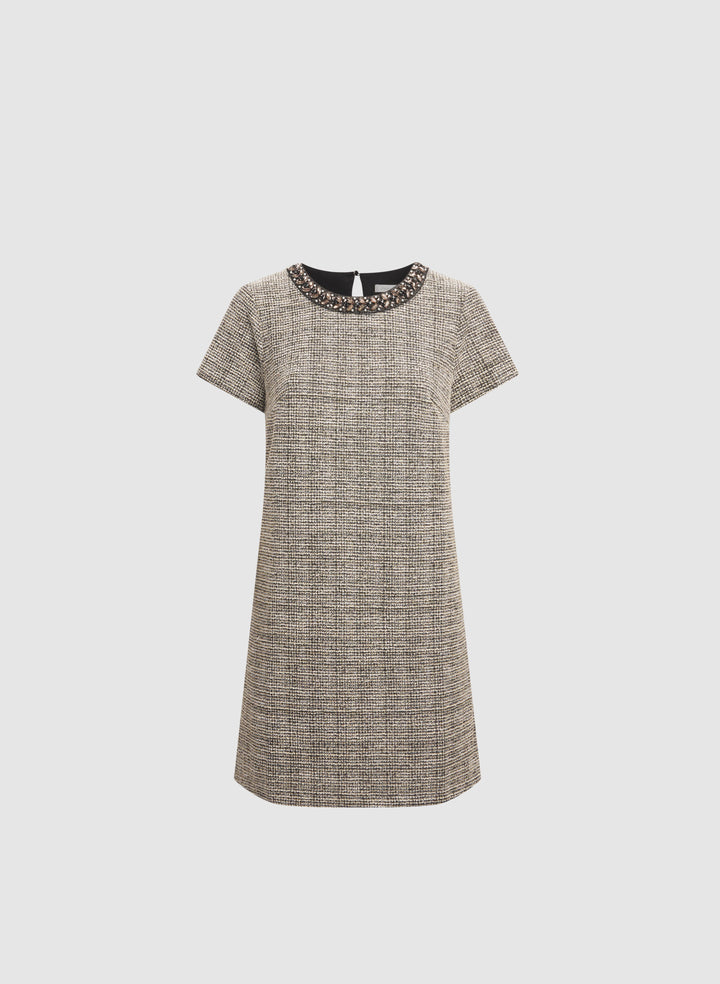 Embellished Tweed Dress