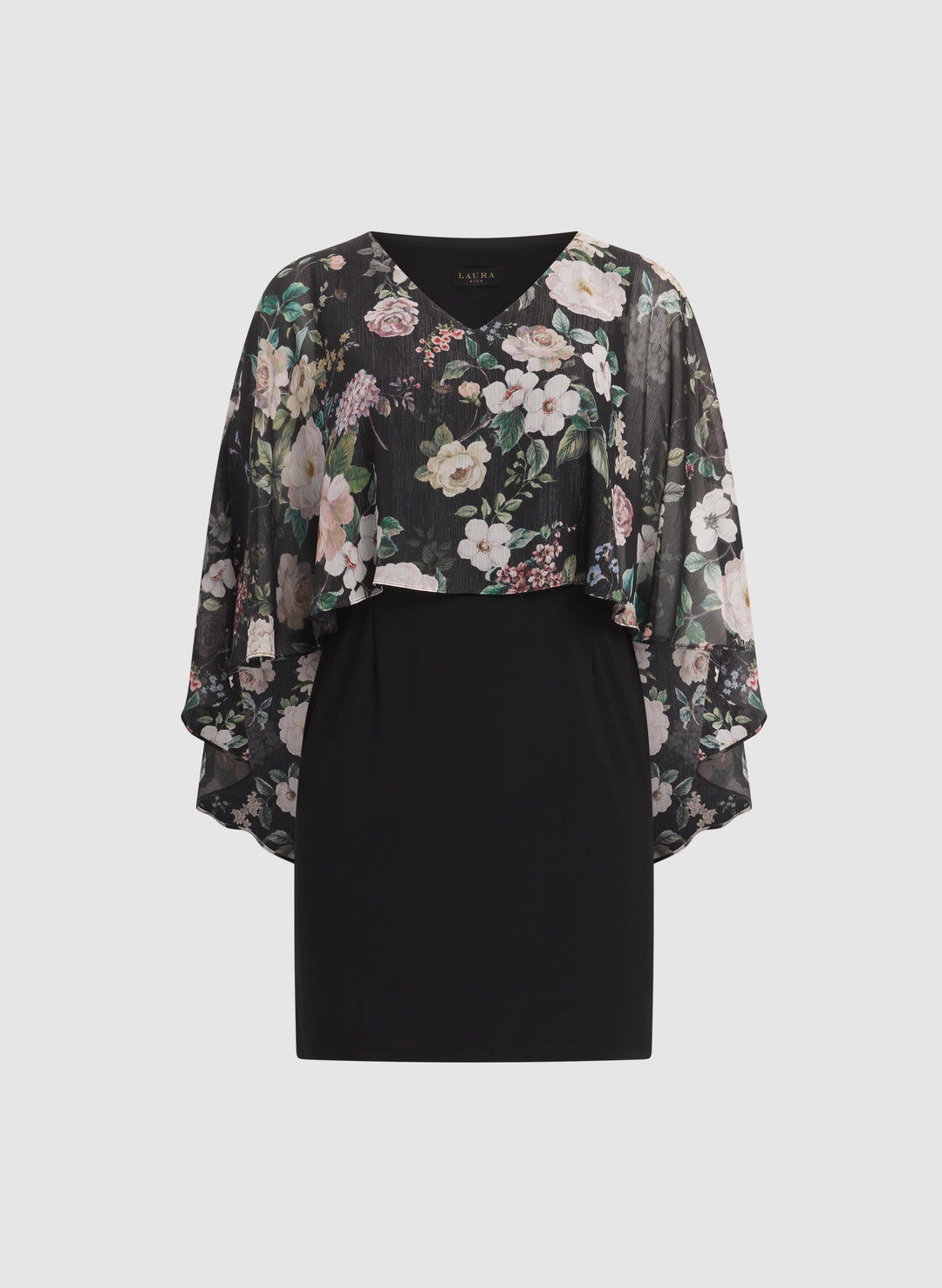 Floral Capelet Overlay Dress