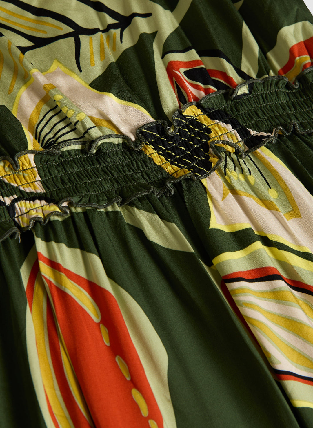 Leaf Print Maxi Dress