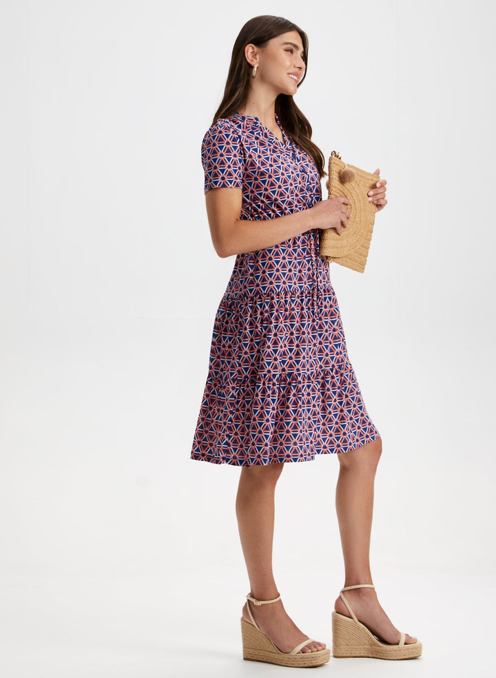 Geometric Print Tiered Midi Dress
