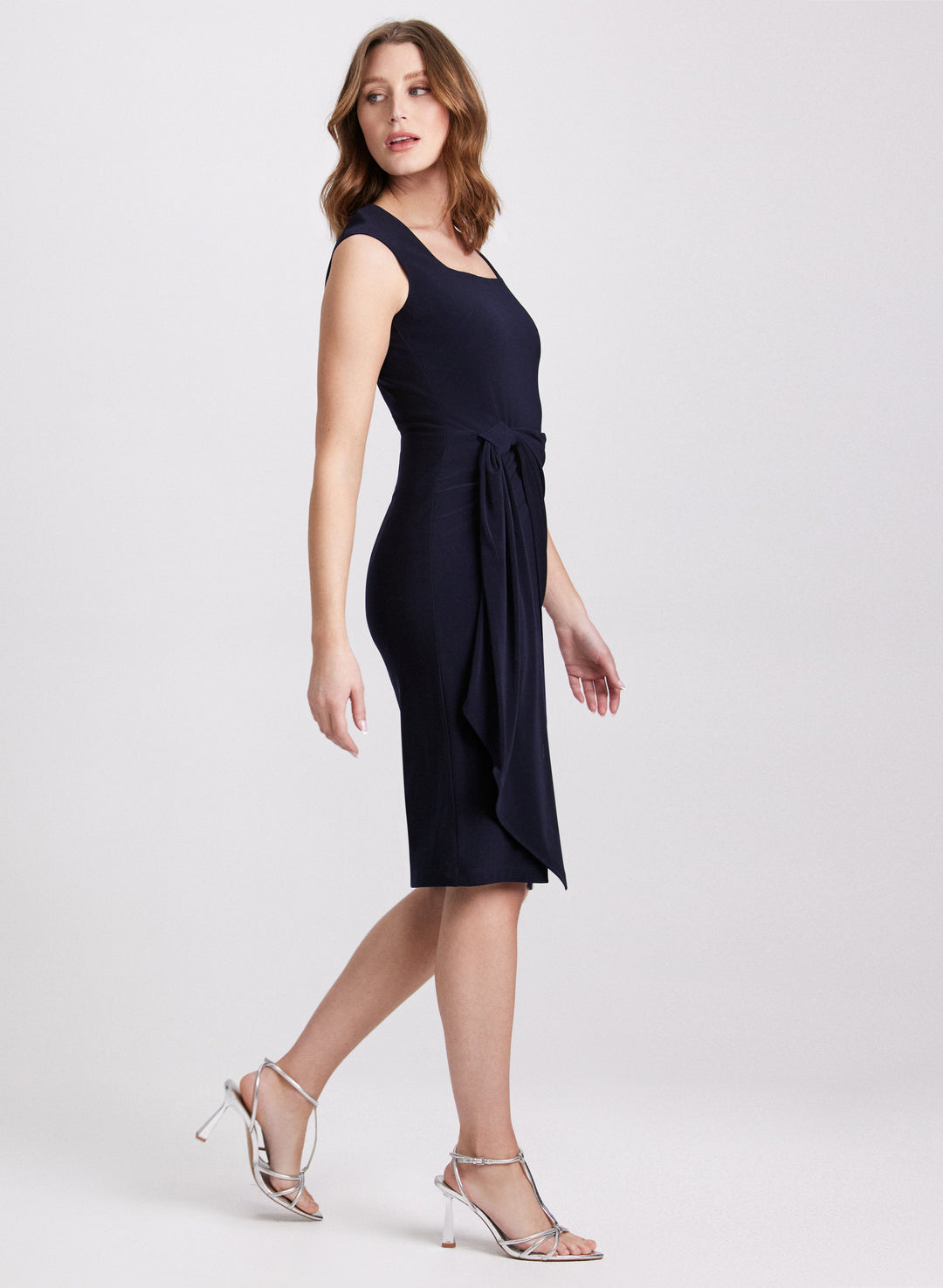 Knotted Drape Front Dress