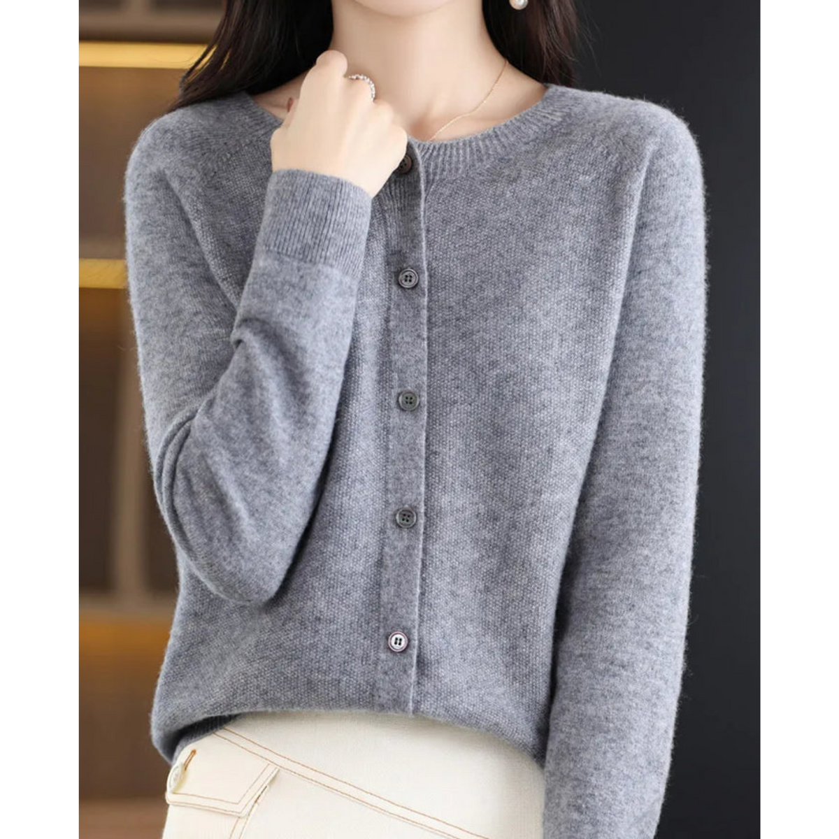 Evelyn – Wool Blend Knit Cardigan