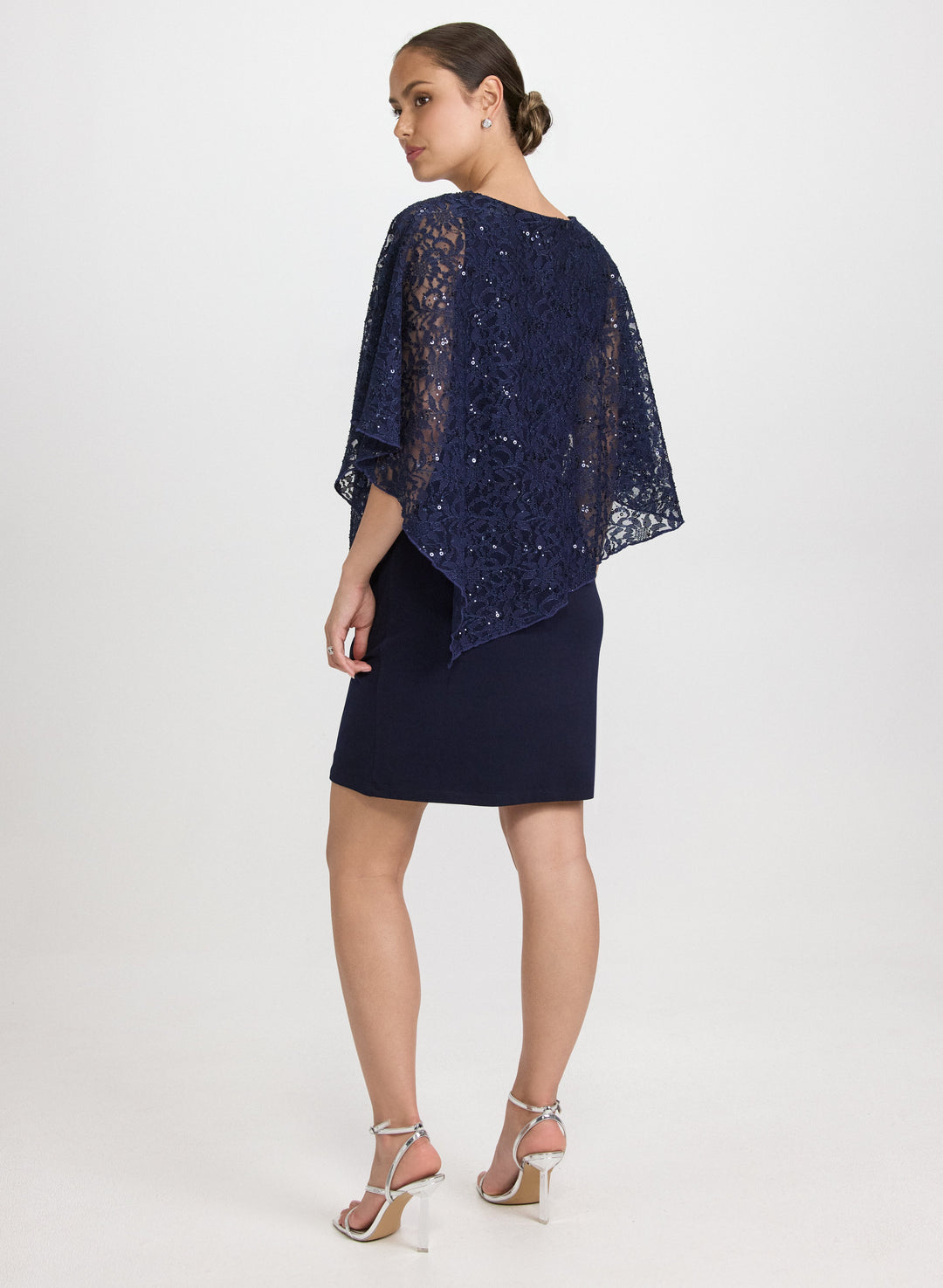 Compli K - Sequined Lace Capelet Dress