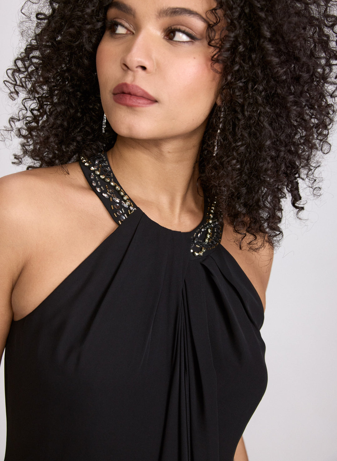 Beaded Halter Neck Dress - Short