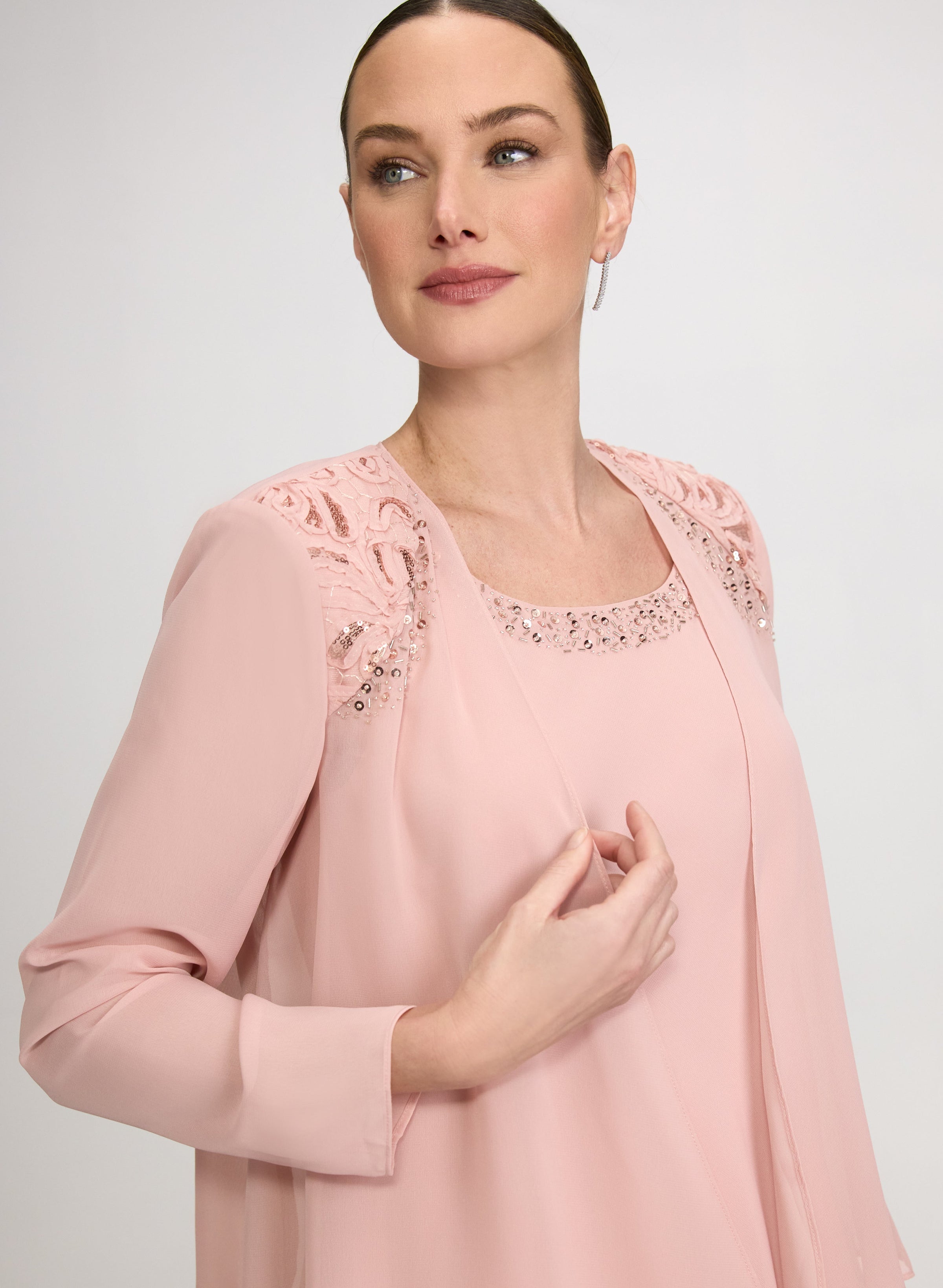 Embellished Jacket & Tiered Dress Set