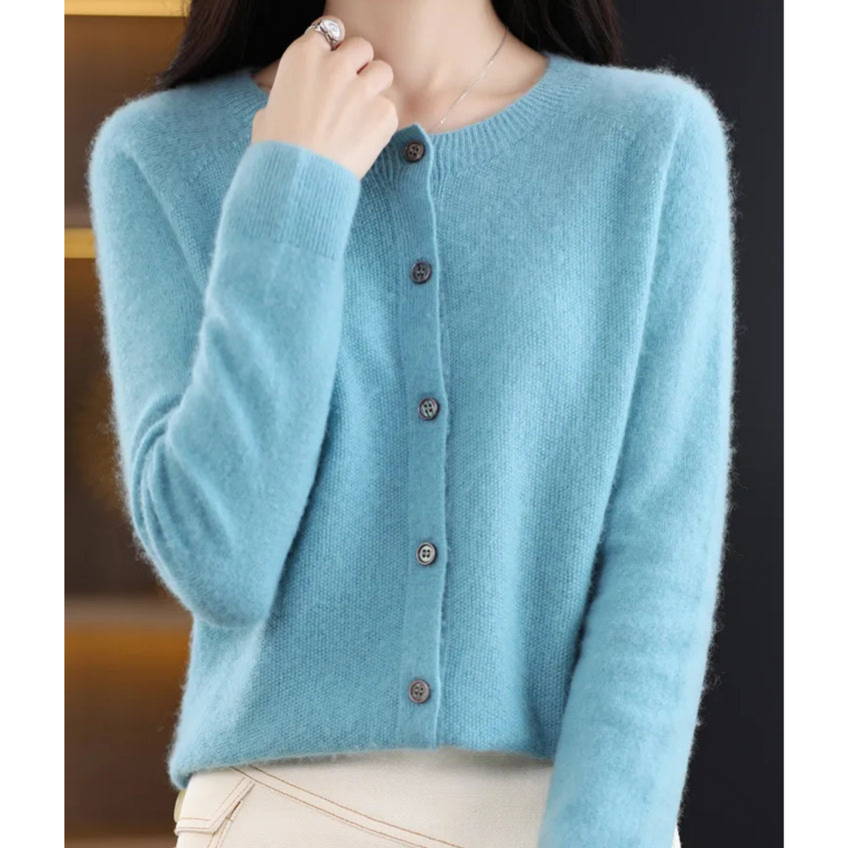 Evelyn – Wool Blend Knit Cardigan