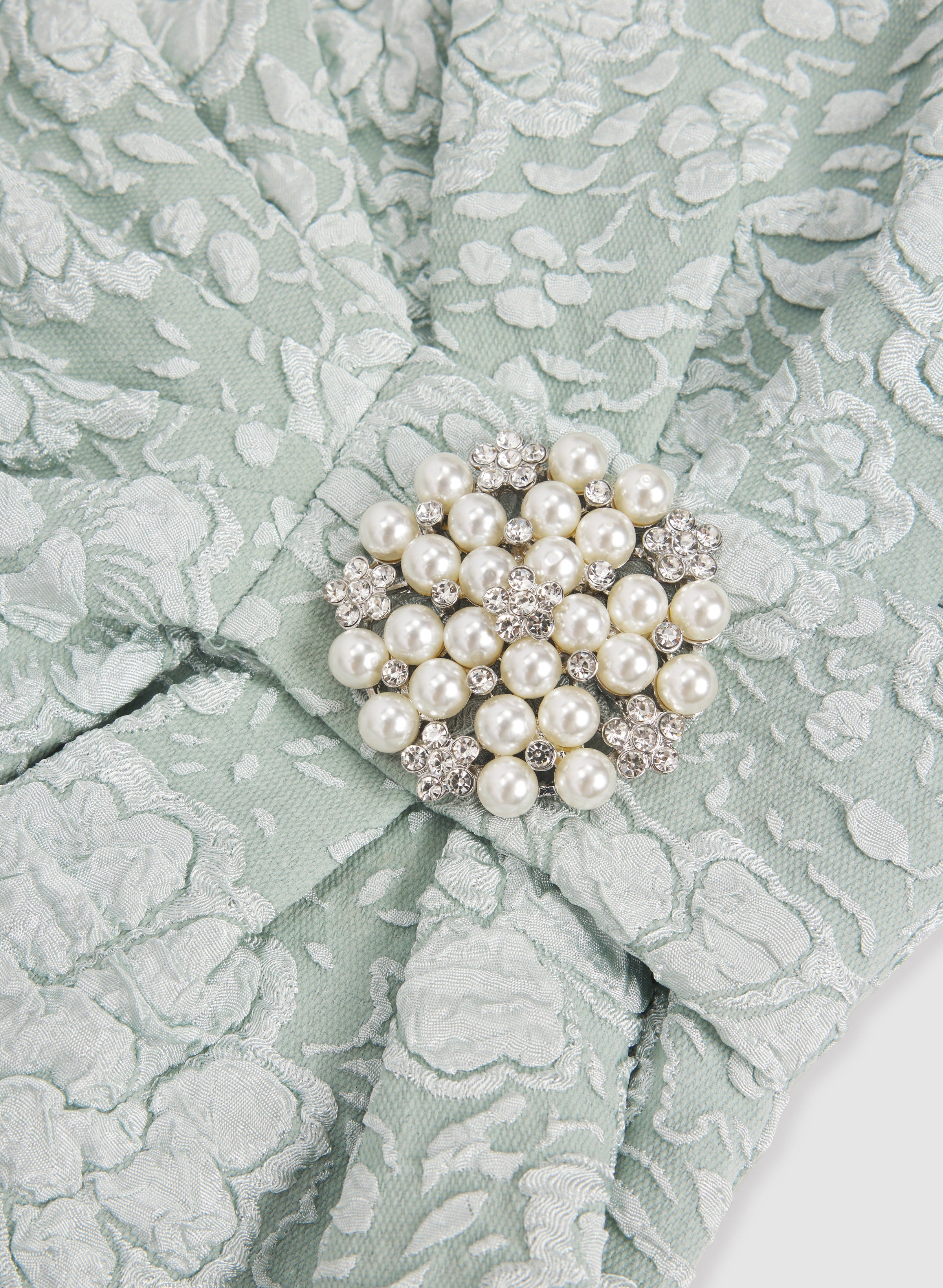 Jeweled Floral Jacquard Dress