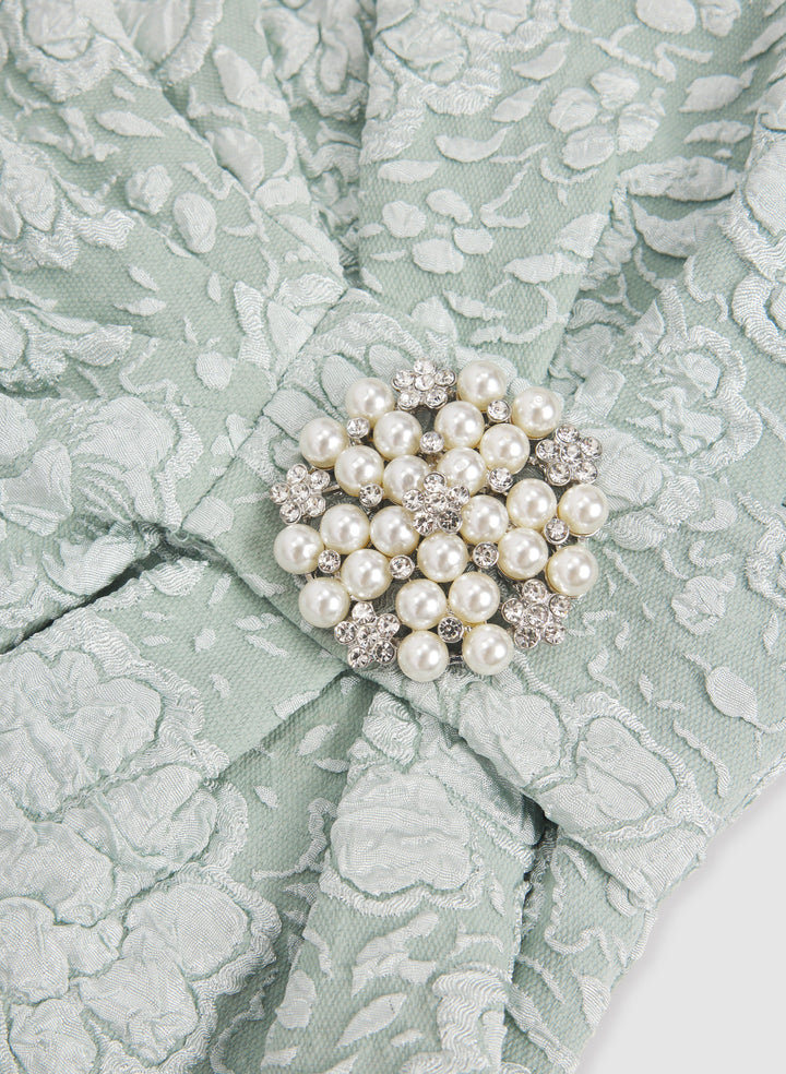 Jeweled Floral Jacquard Dress