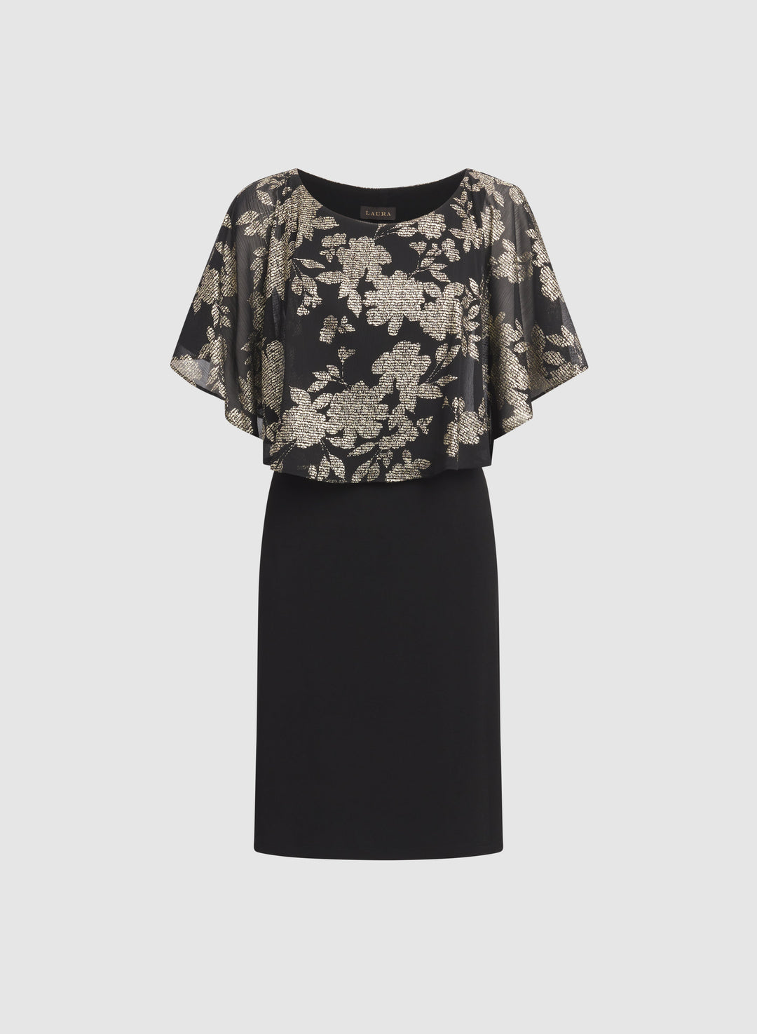 Metallic Floral Overlay Dress