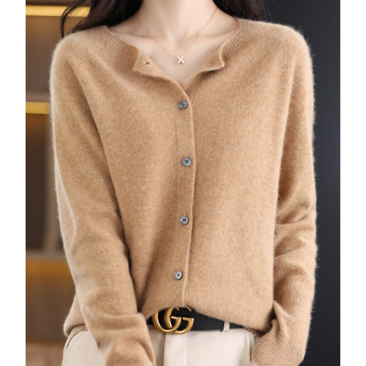 Evelyn – Wool Blend Knit Cardigan