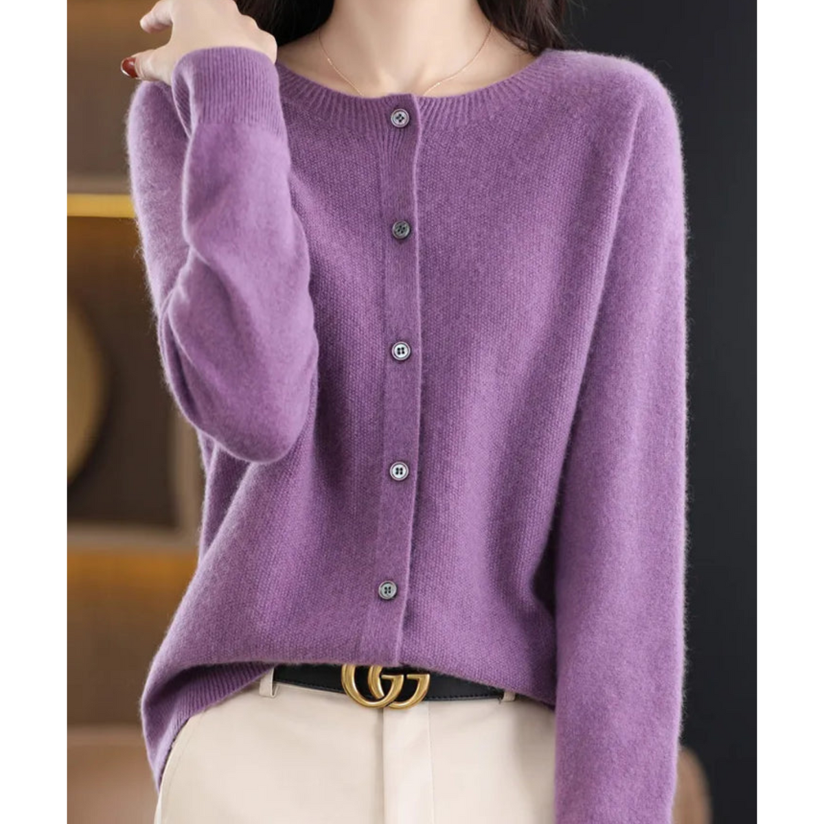 Evelyn – Wool Blend Knit Cardigan